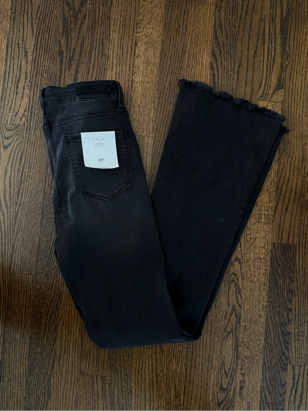 Cello Women's Black Wide Leg Jeans with Frayed Hem